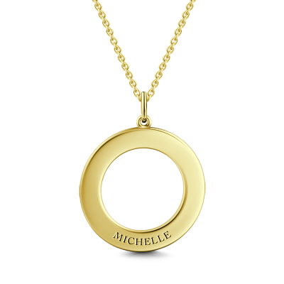 Engravable Disc Necklace 18k Gold Plated