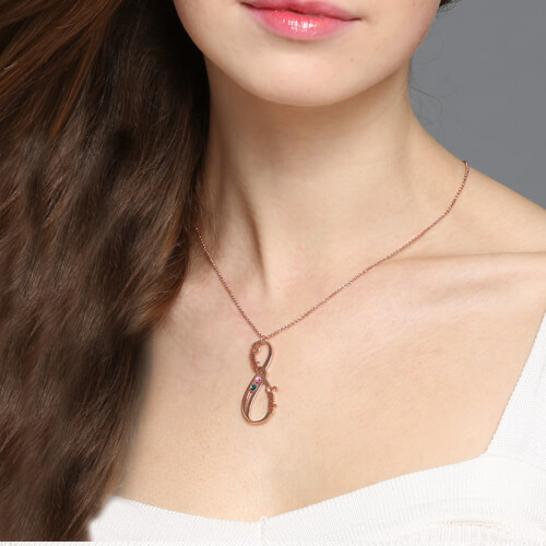 Vertical Infinity Necklace with Birthstones