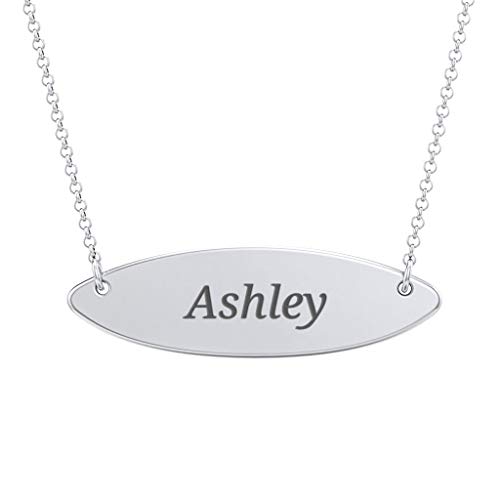 Circle Nameplate Necklace in Sterling SIlver