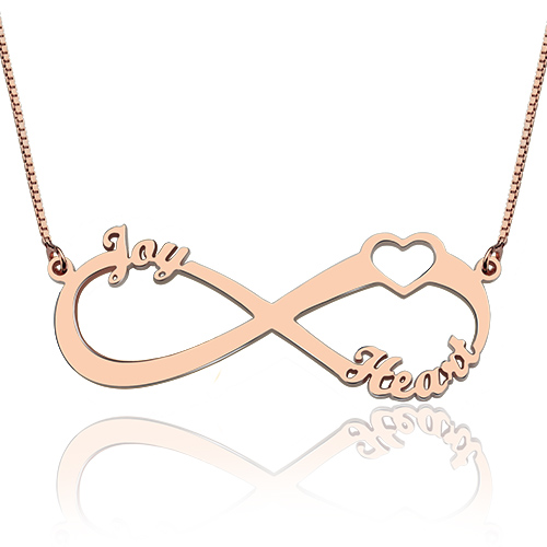 Infinity Necklace 3 Names - Rose Gold Plated