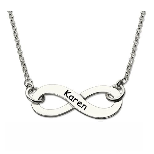 Engraved Infinity Name Necklace in Silver