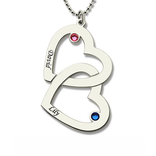 Mommy Double Heart Name Necklace
