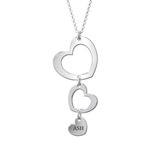 Three Heart Forever Name Necklace Sterling Silver