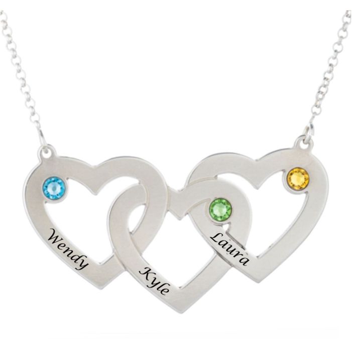 Intertwined Hearts Birthstones Necklace