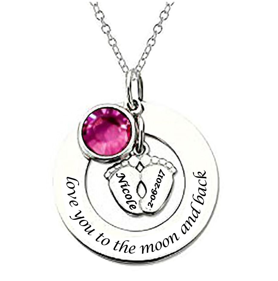 New Mom I Love You to the Moon and Back with Birthstone