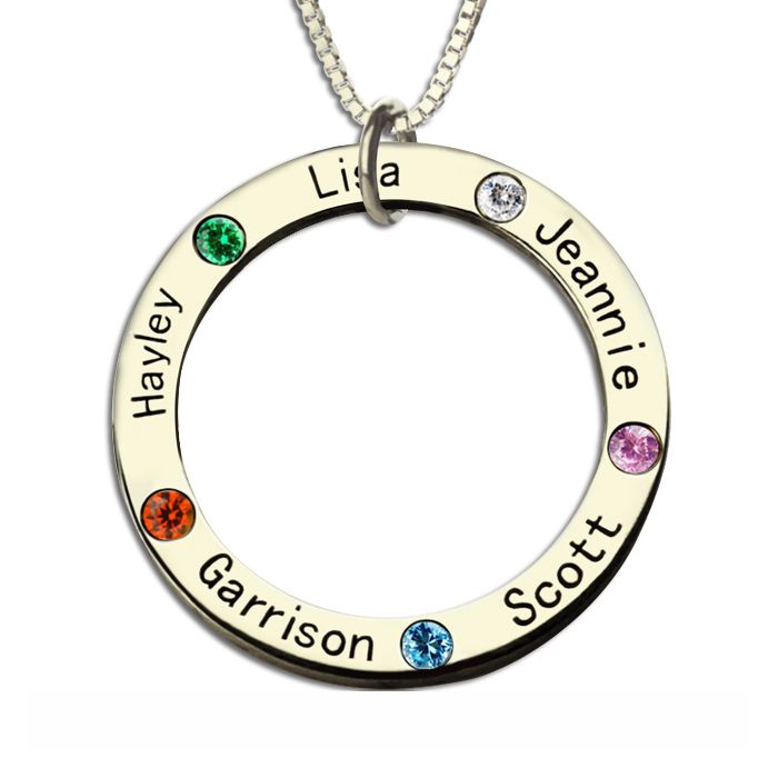 Mothers Family Circle Name Necklace