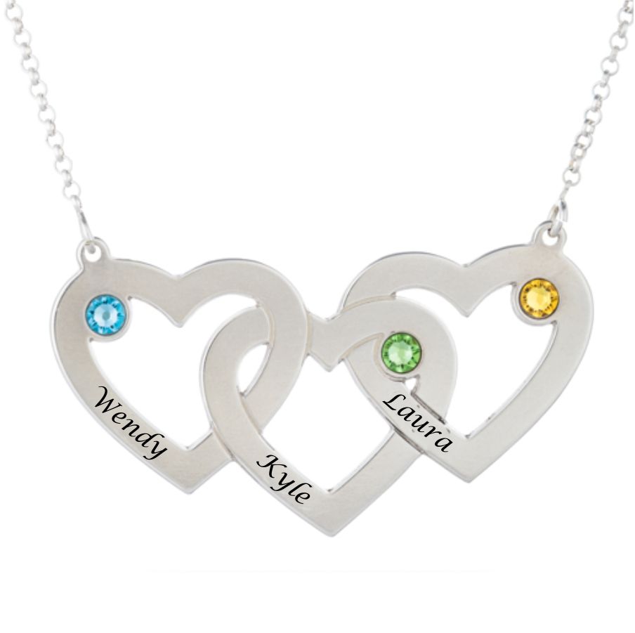 Intertwined Hearts Birthstones Necklace