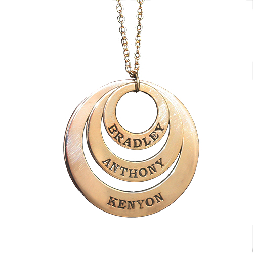 Three Disc Necklace for Mothers 18K Gold Plated