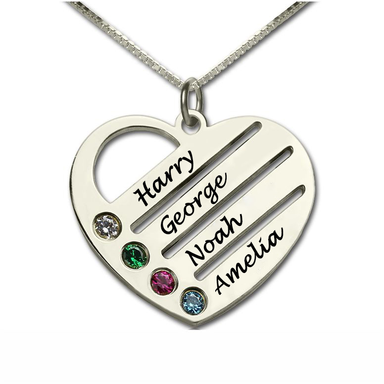 Personalized Mothers Heart Necklace